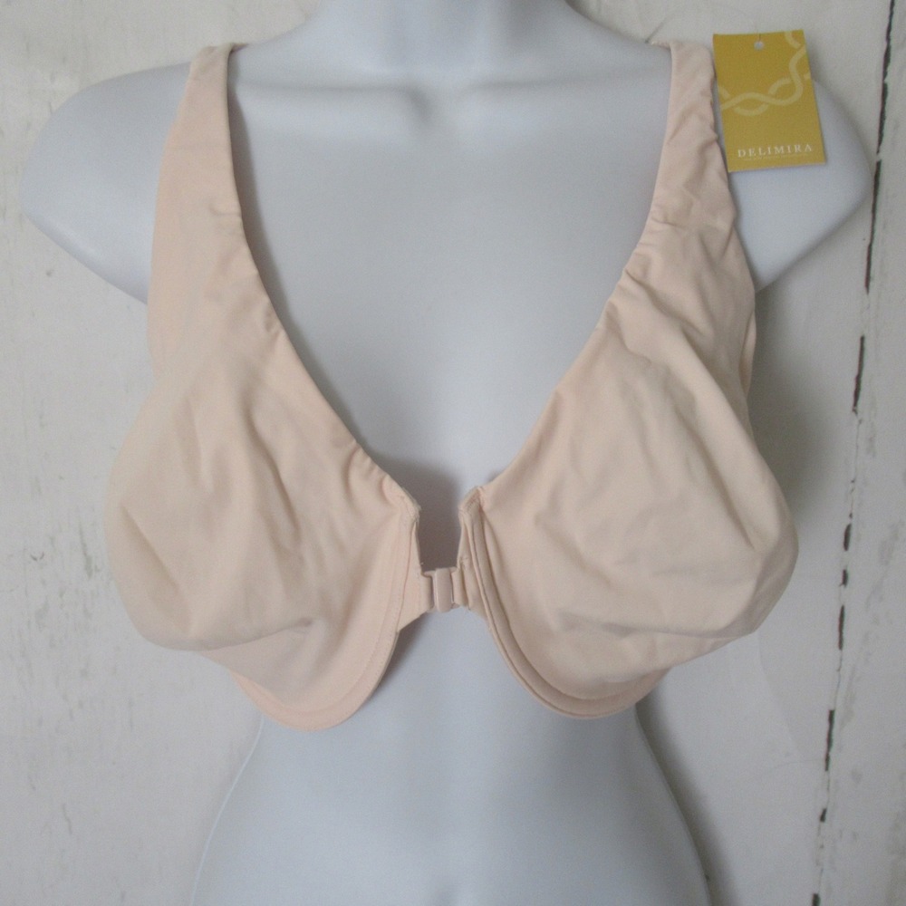 Delimira Bra 36F Pink Front Close Underwire Racerback W601C